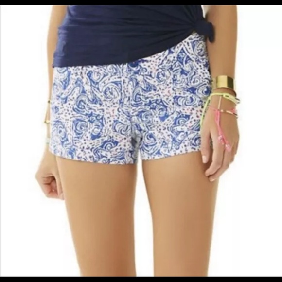 Lilly Pulitzer The Walsh Shorts Star Crush‎ Starfish Blue Pink Size 0 - Picture 1 of 7
